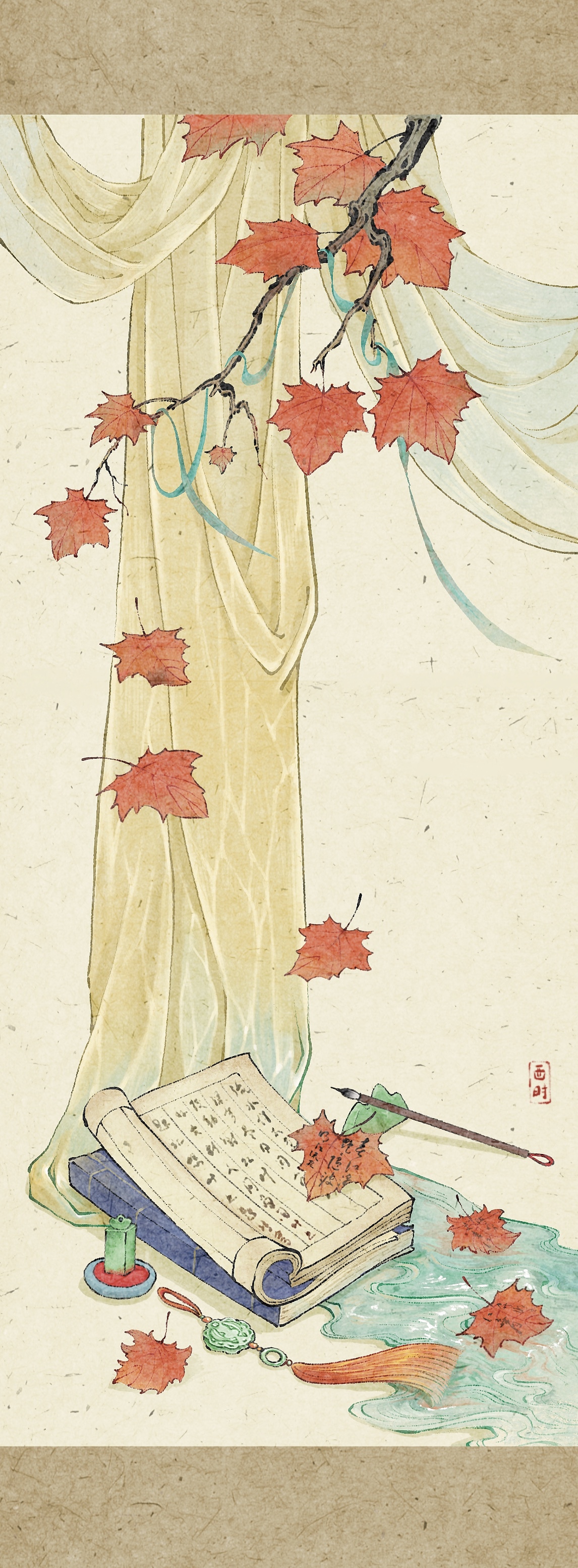 【古风插画—秋季系列插图】（图ZMzk5MzI1NDc2） - 创作习作 - 站酷设计师西时原创素材 - 站酷ZCOOL