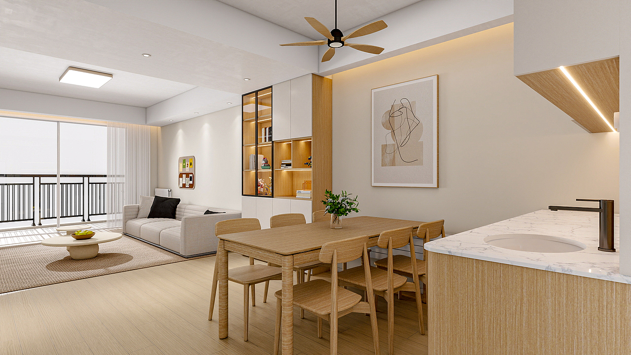 四川成都川农教师公寓（123平方现代原木三居室）（图ZMzk5MzI5NjE2） - 家装设计 - 站酷设计师设计师成爽原创素材 - 站酷ZCOOL