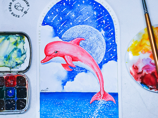 海洋动物水彩手绘插画