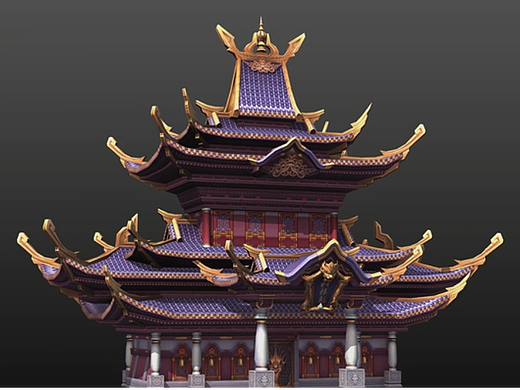 游戏建筑建模渲染