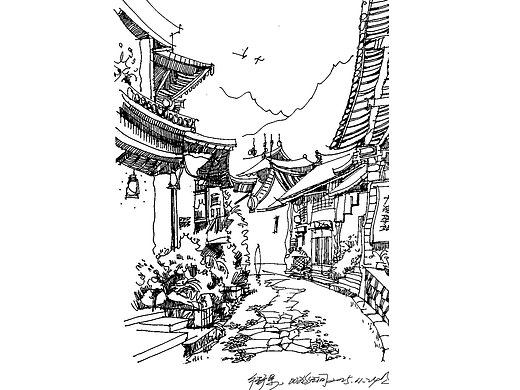 街景打卡,关于钢笔风景速写。
