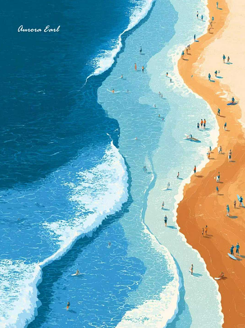 沙滩插画设计