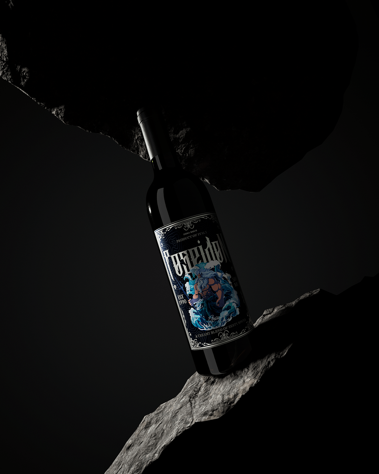 Poseidon illustration/红酒包装设计