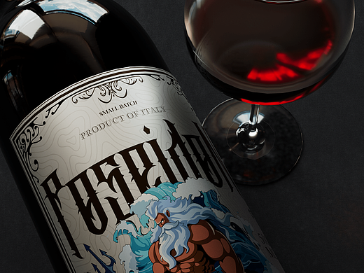 Poseidon illustration/红酒包装设计