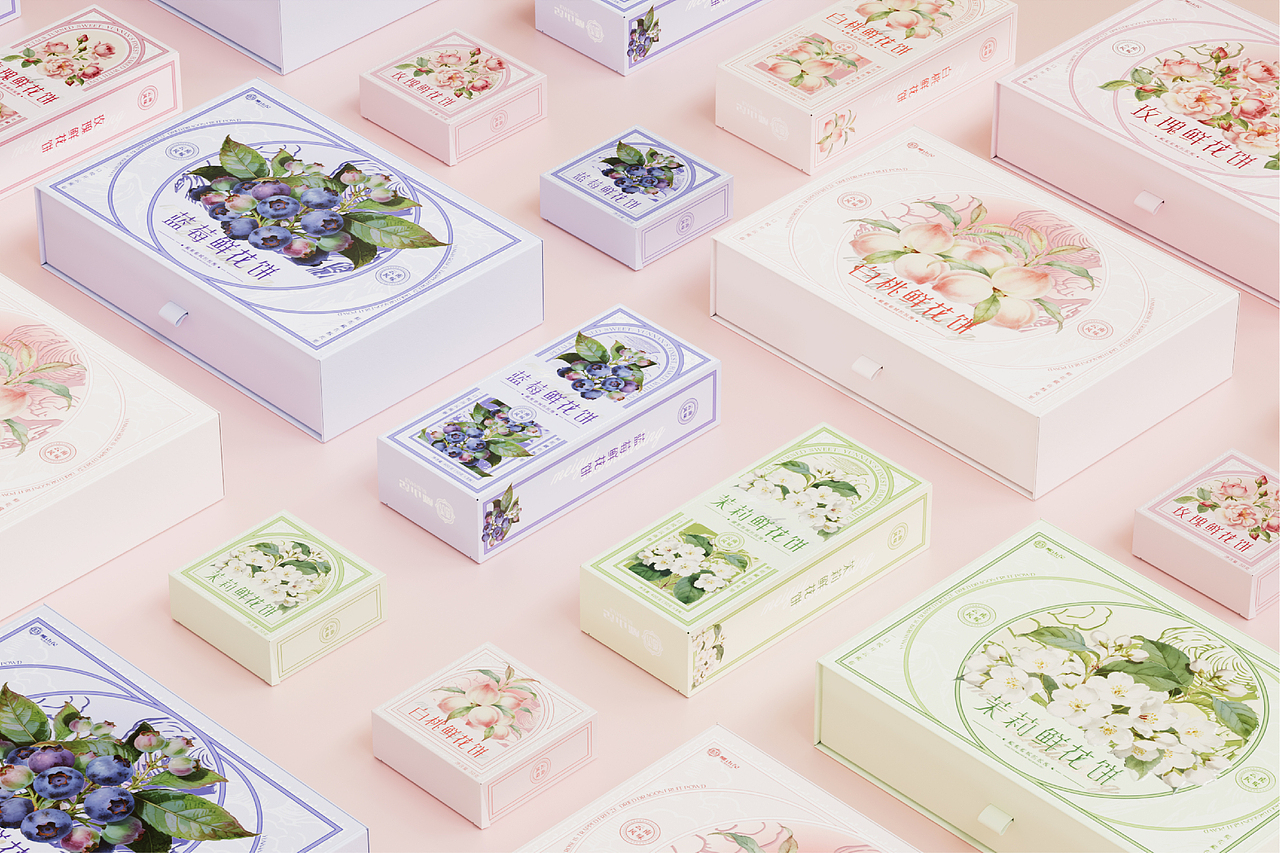 高颜值的鲜花饼包装系列设计