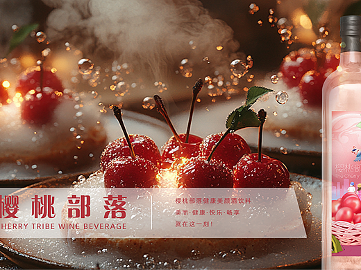 樱桃部落插画包装果酒设计