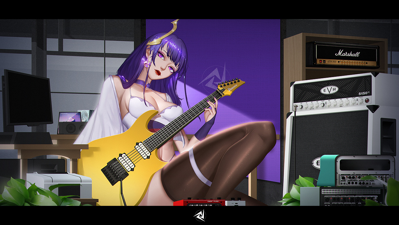 雷电将军-电吉他录音室（图ZMzk5NDc1NzAw） - 游戏原画 - 站酷设计师南屿幸原创素材 - 站酷ZCOOL