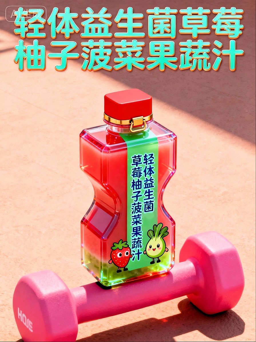轻体益生菌草莓柚子菠菜果蔬汁