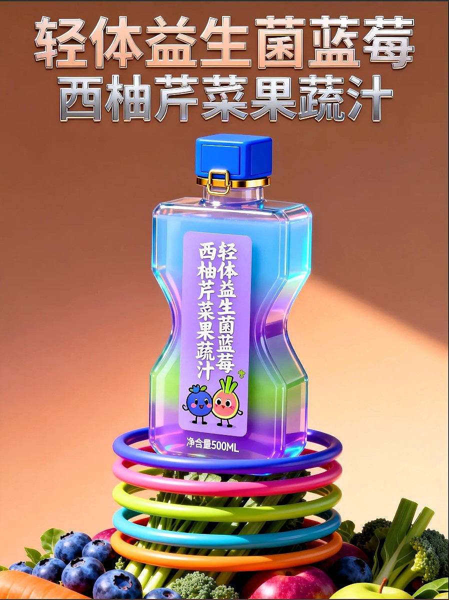 轻体益生菌蓝莓西柚芹菜果蔬汁