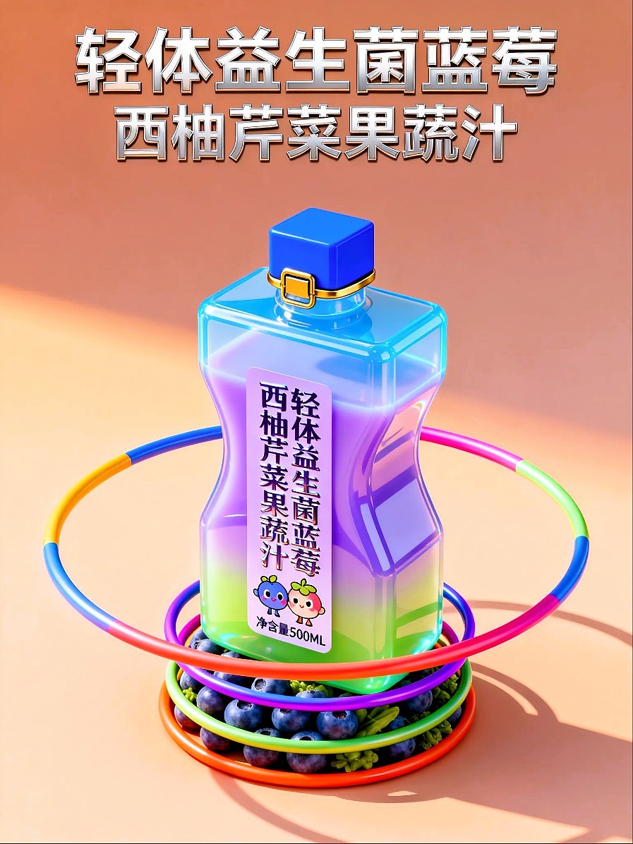 轻体益生菌蓝莓西柚芹菜果蔬汁