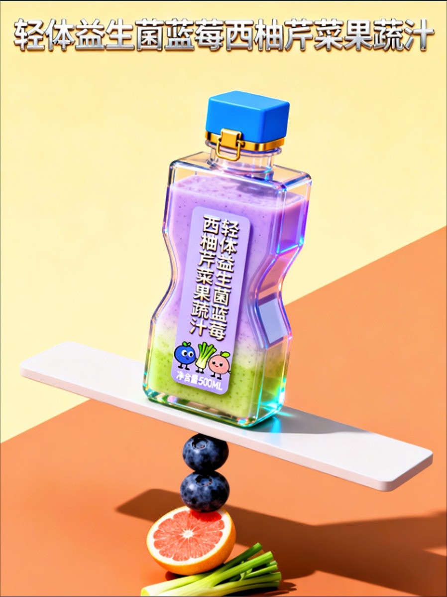 轻体益生菌蓝莓西柚芹菜果蔬汁