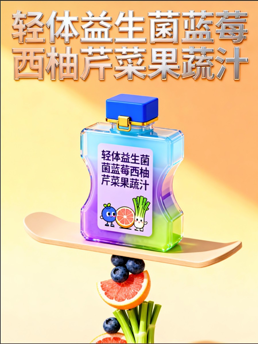 轻体益生菌蓝莓西柚芹菜果蔬汁