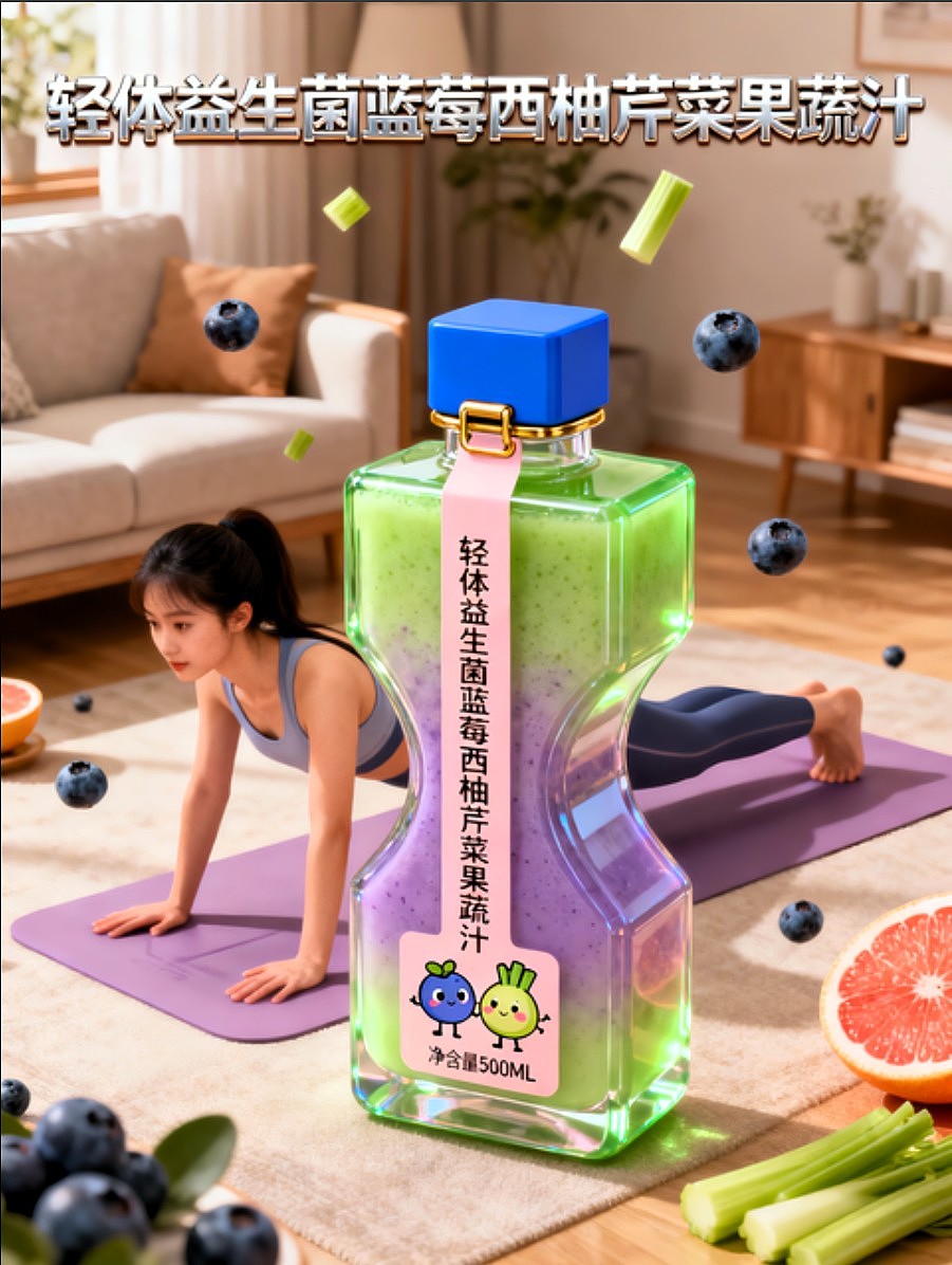 轻体益生菌蓝莓西柚芹菜果蔬汁