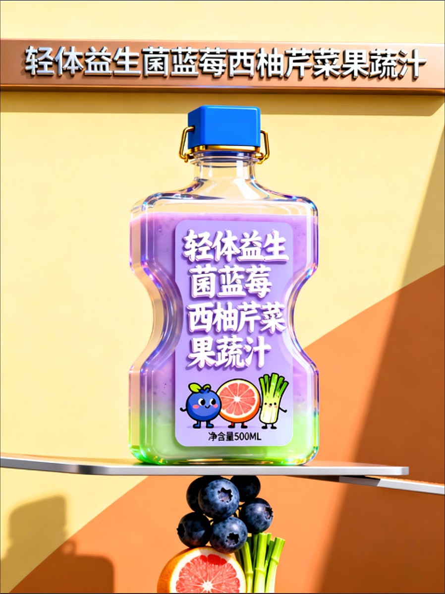 轻体益生菌蓝莓西柚芹菜果蔬汁