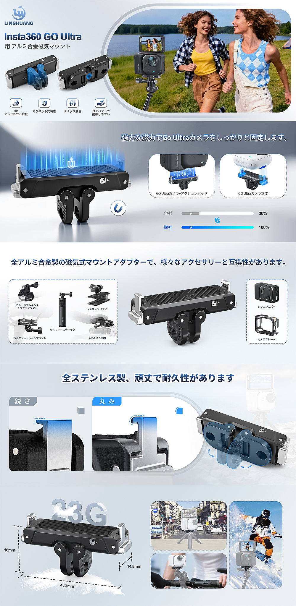 亚马逊运动相机磁吸扣两套