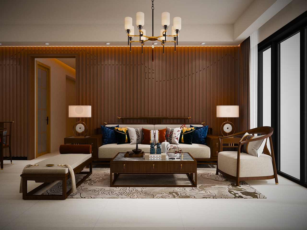 新中式客餐厅效果图