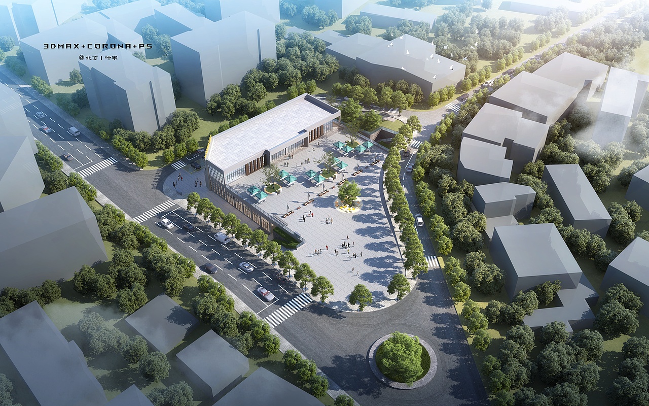 室外项目丨鼎山农贸市场鸟瞰图+透视图——