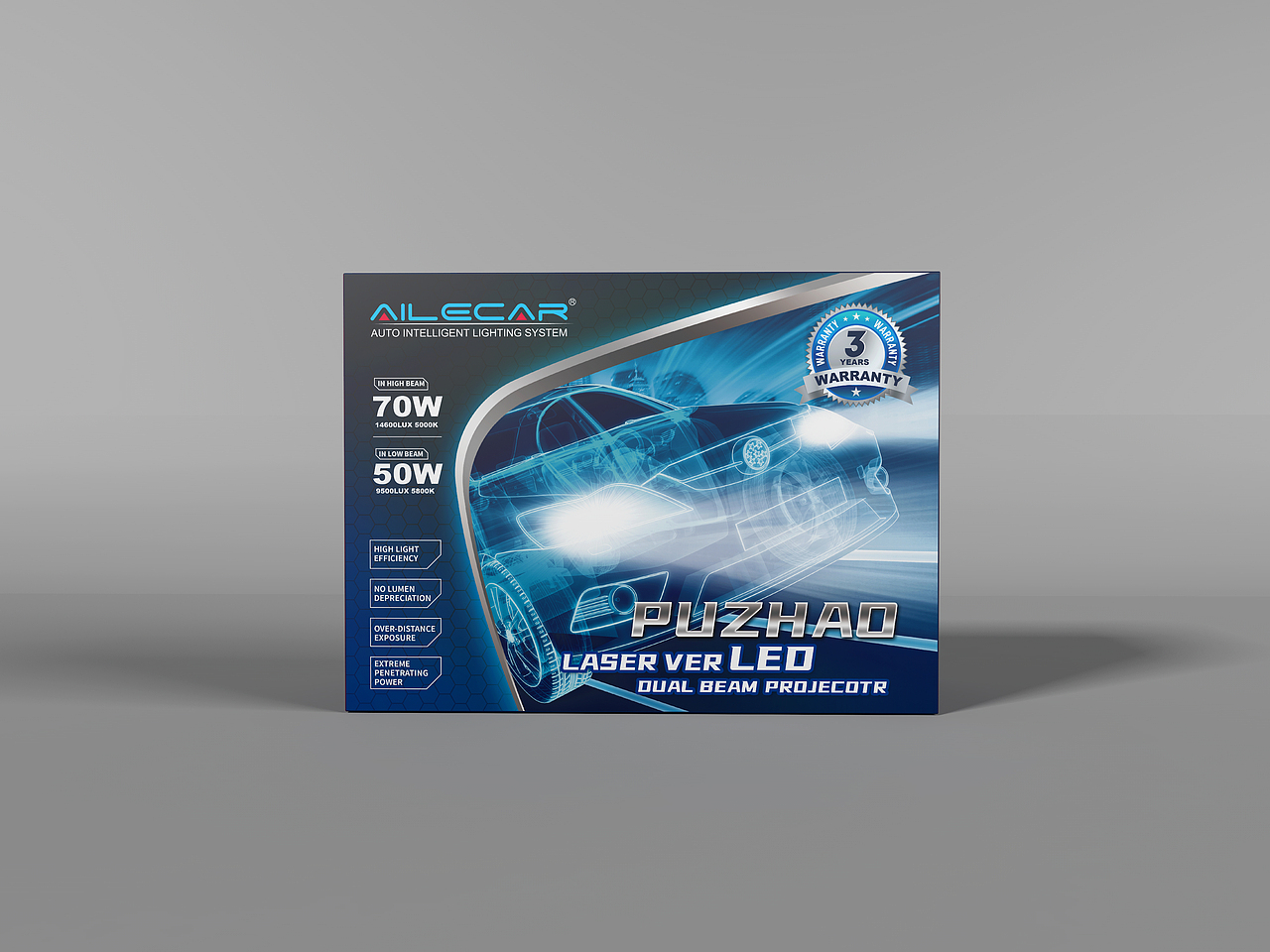 汽车大灯LED车灯雾灯改装灯包装盒设计