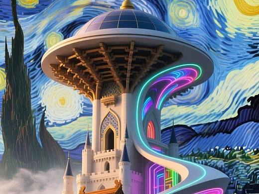 梵高绘画艺术与传统家族技艺结合的绘画佳品