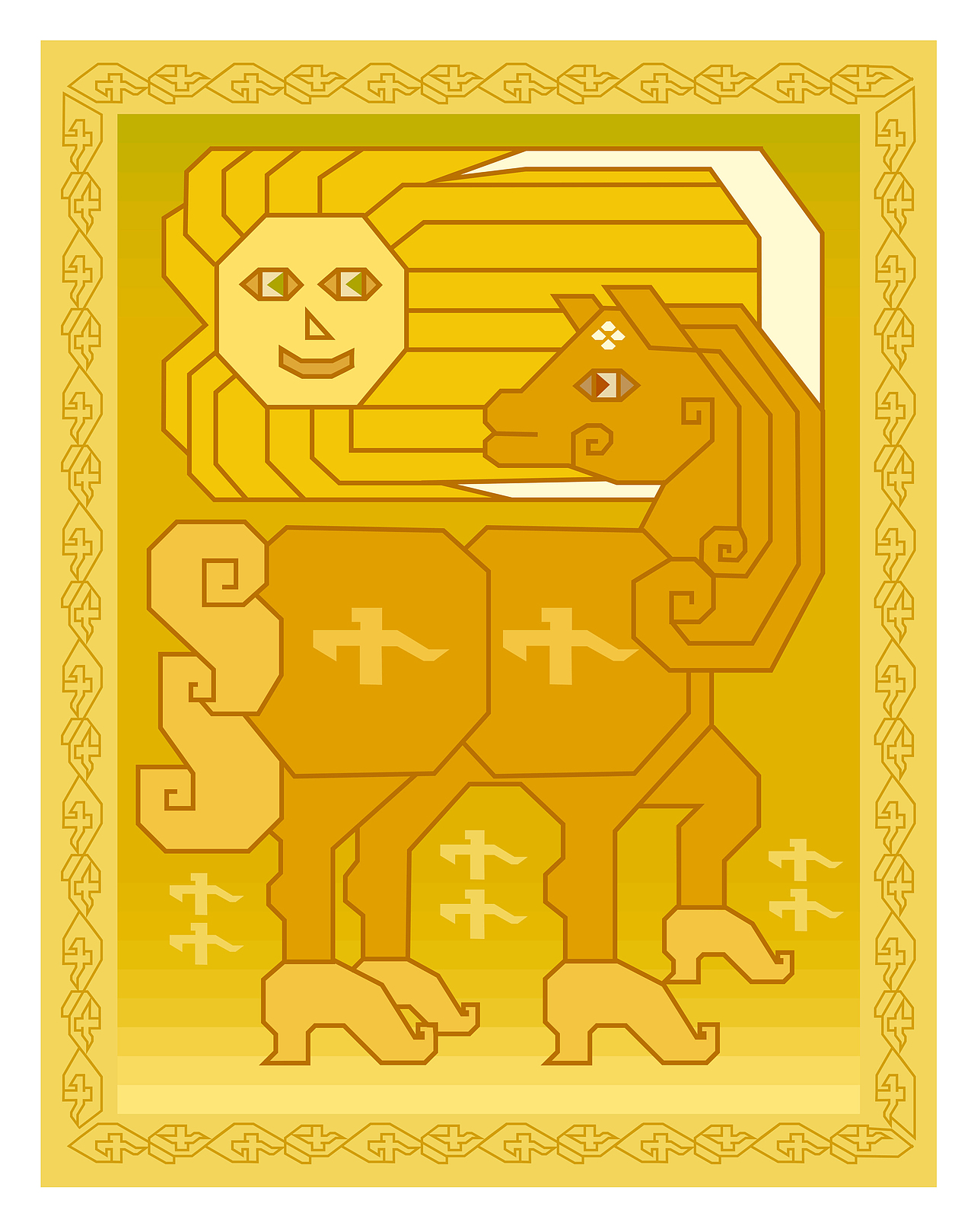 地毯设计 ：马与女性（图ZMzk5NTU4ODY0） - 商业插画 - 站酷设计师车车画画原创素材 - 站酷ZCOOL