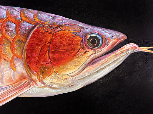 油画《红龙鱼》