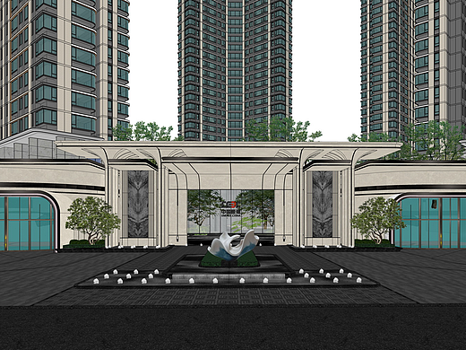 中国能建示范区景观SU模型下载