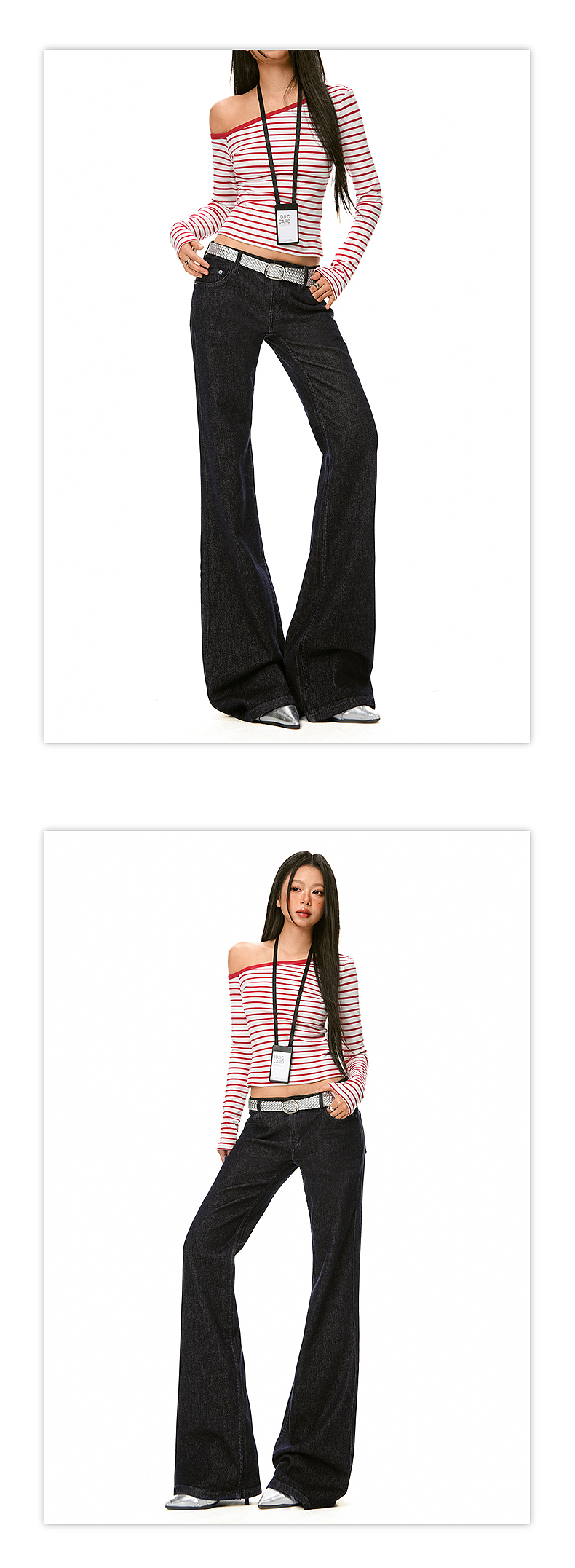 网红女低腰牛仔裤详情页排版美式lookbook美式海报拼图