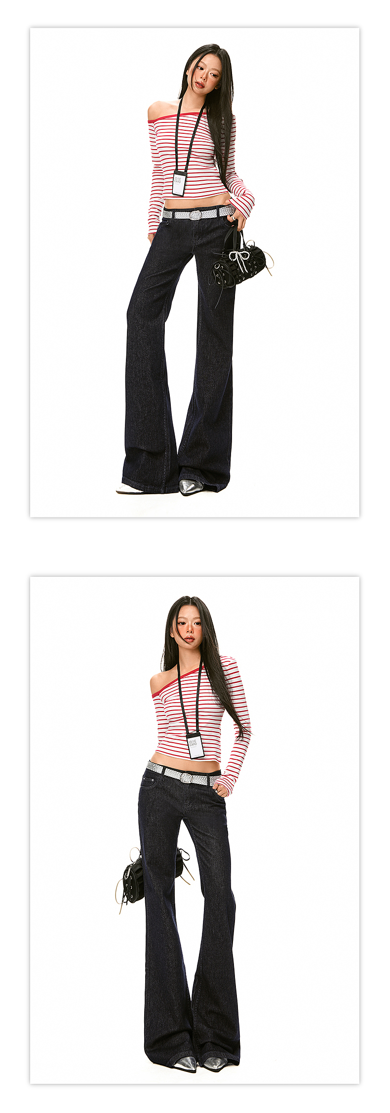 网红女低腰牛仔裤详情页排版美式lookbook美式海报拼图