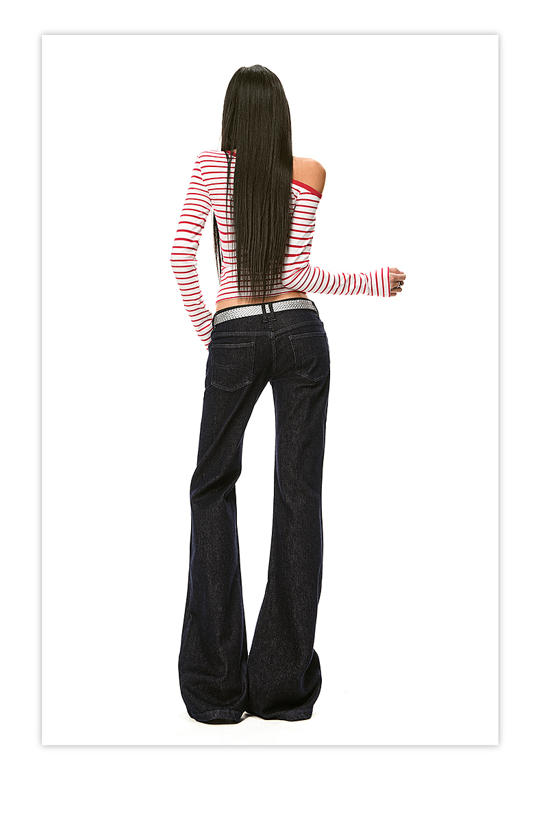 网红女低腰牛仔裤详情页排版美式lookbook美式海报拼图