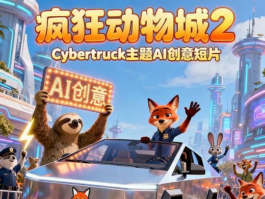 疯狂动物城2｜Cybertruck主题AI创意短片