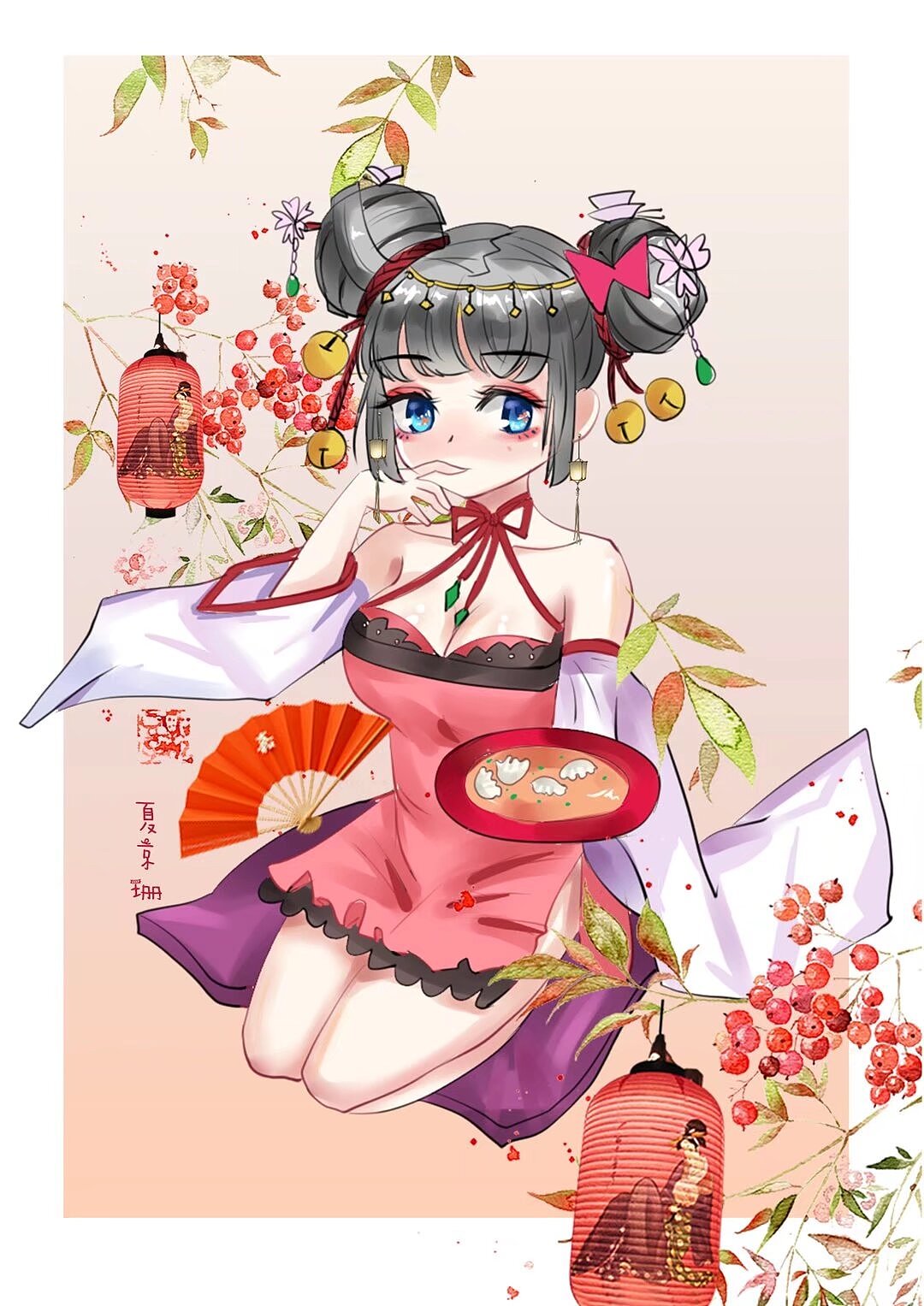 国风女孩（图ZMzk5NjM1MTMy） - 商业插画 - 站酷设计师夏京珊原创素材 - 站酷ZCOOL