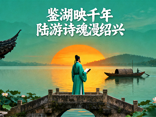 《鉴湖映千年：陆游诗魂漫绍兴》（个人主页-ZNzI4NTc0MzY=） - AI作品 - 站酷设计师木火映星原创素材 - 站酷ZCOOL