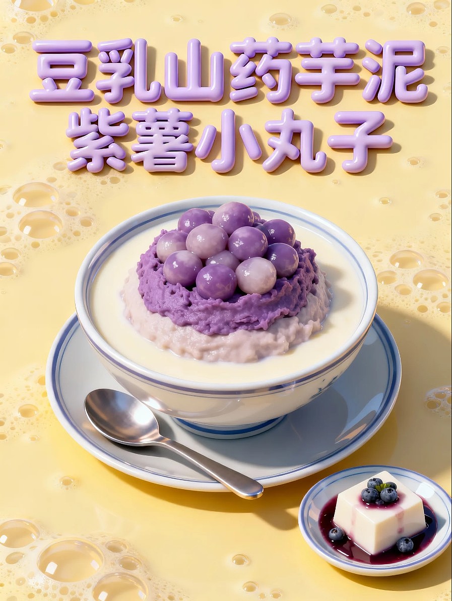 豆乳山药芋泥紫薯小丸子