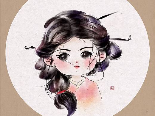 水墨勾勒的美人，眉眼如画，尽显东方神韵。