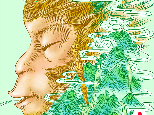 三只松鼠孙猴王茶啤包装插画