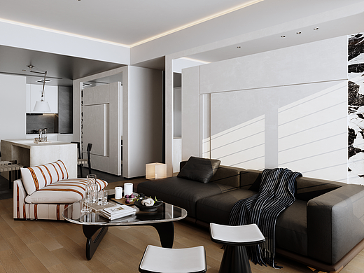 现代黑白灰-白龙马效果图