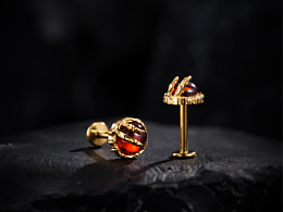 云端造物-金银龙爪耳钉