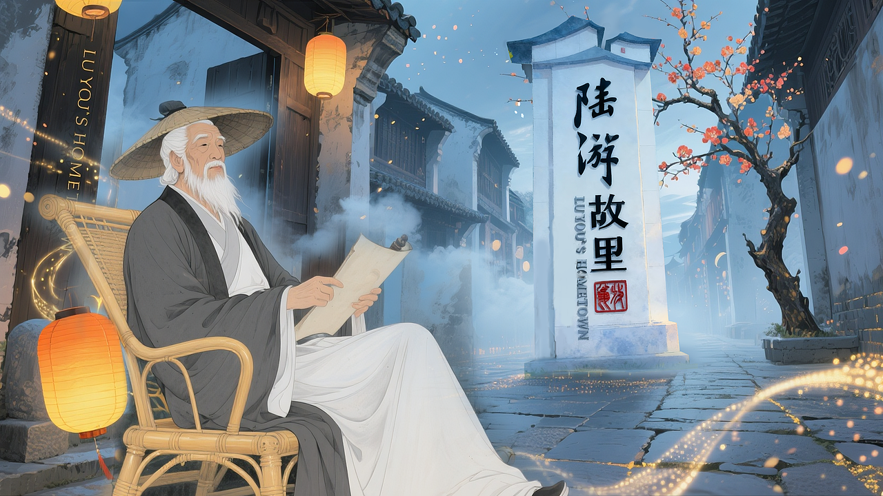陆游|《放翁归来》-纪念陆游诞辰900周年（图ZMzk5NjY4OTMy） - AI作品 - 站酷设计师笔头菜原创素材 - 站酷ZCOOL