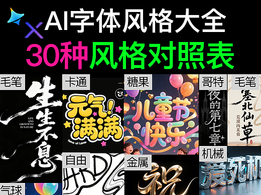 AI字体风格大全 速来Get 31种风格对照表