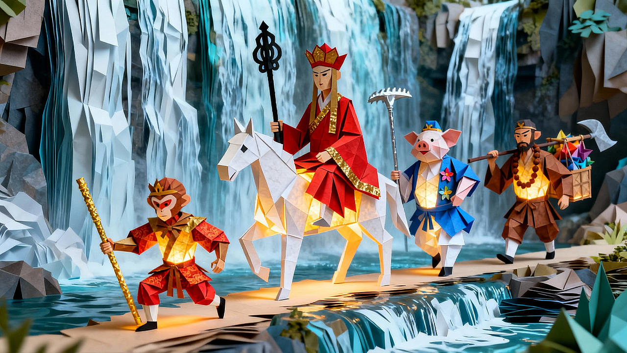 你没见过的立体折纸艺术版西游记-AIMV 云宫讯音（图ZMzk5NzEwMDA4） - AI作品 - 站酷设计师AI音乐动画Jacky原创素材 - 站酷ZCOOL