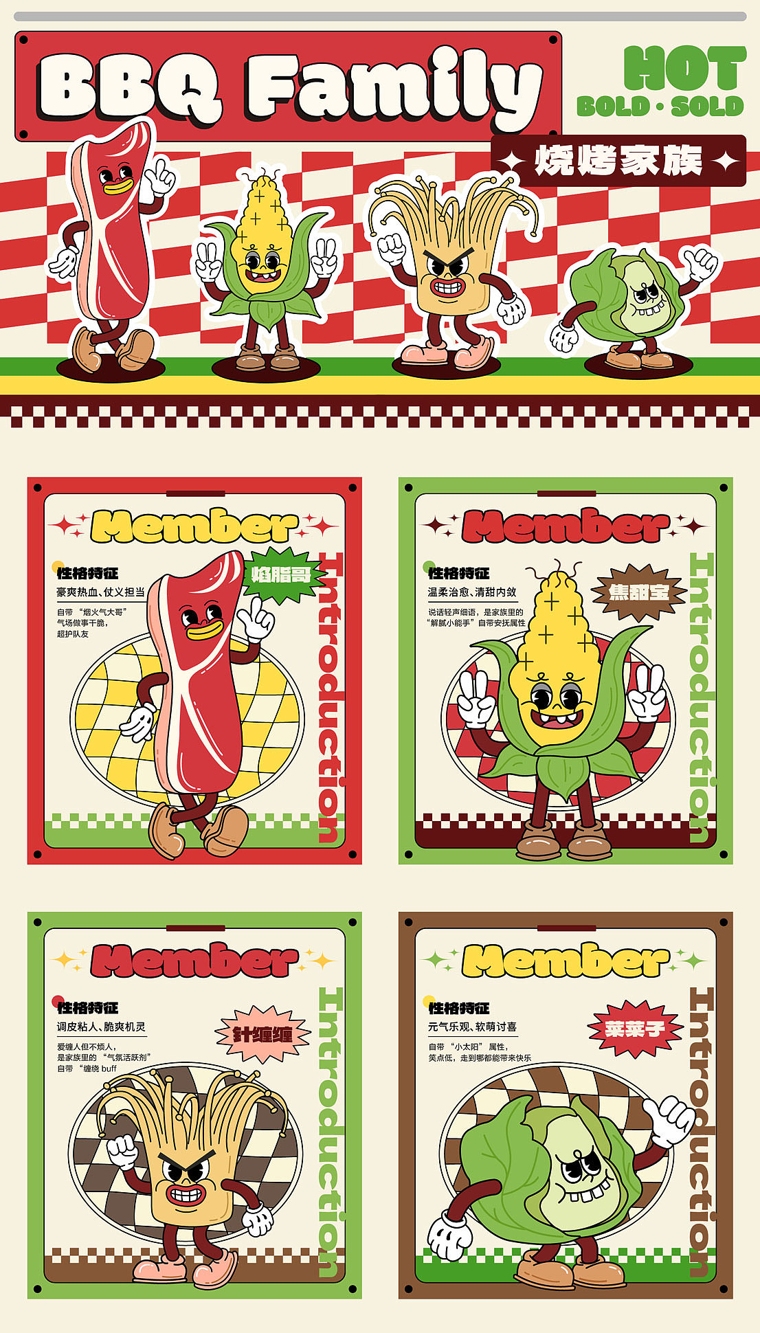 家族IP设计｜烧烤（图ZMzk5NzIxMTU2） - IP形象 - 站酷设计师肆喜玩子原创素材 - 站酷ZCOOL