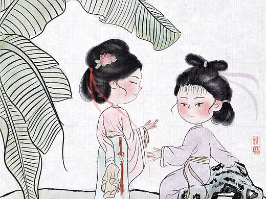 【水墨里的Q版古风仕女｜把温柔捏成软乎乎的模样】