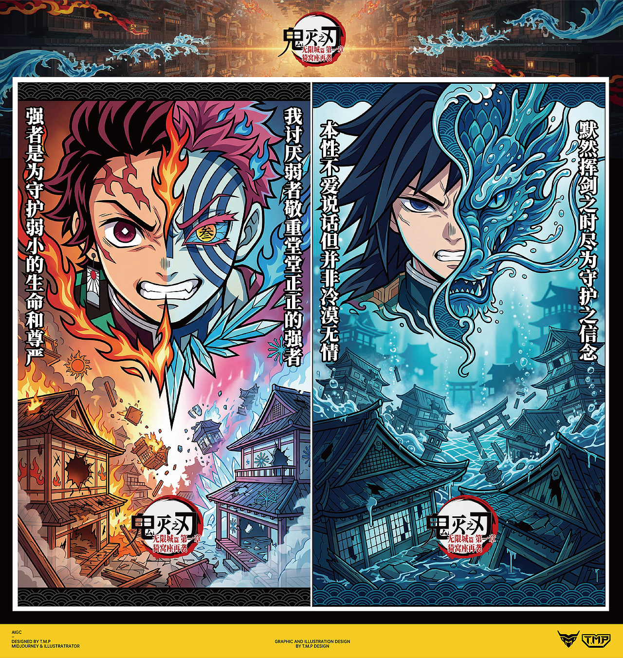 《鬼灭之刃无限城篇》创意插画海报设计(AIGC)（图ZMzk5NzQxODMy） - AI作品 - 站酷设计师TMP美术设计原创素材 - 站酷ZCOOL