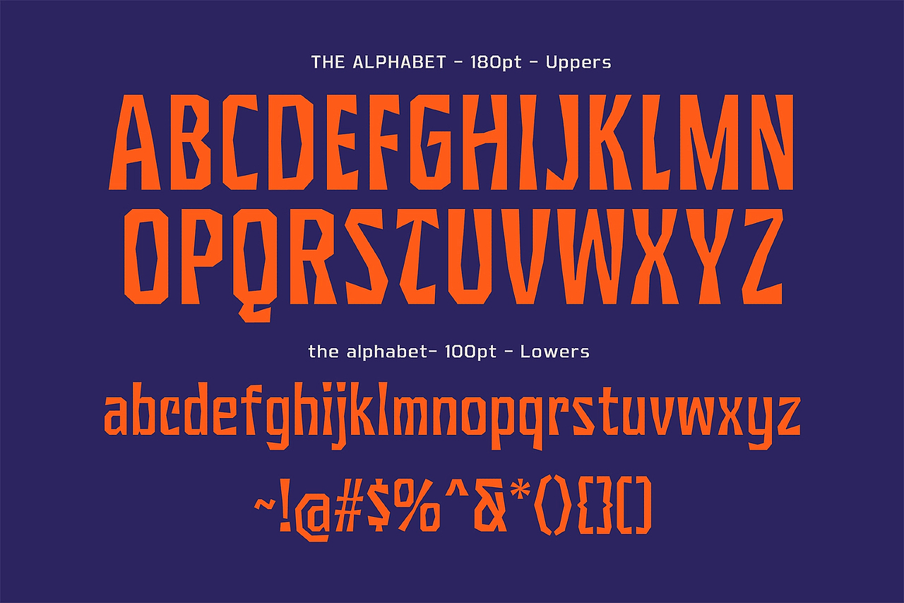 7字重复古街头朋克剪纸海报封面标题艺术英文字体家族