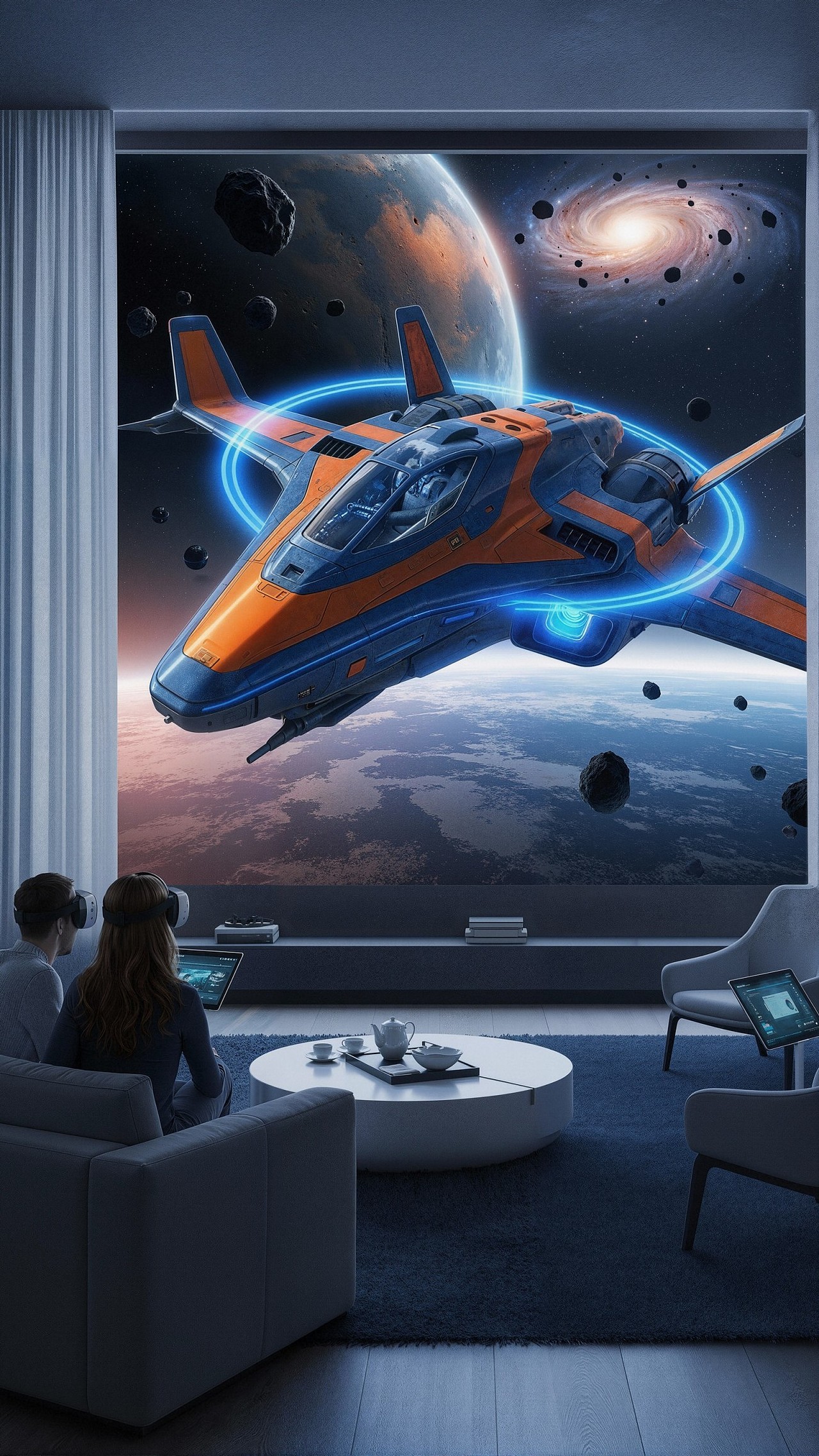 VR眼镜投影仪家电产品室内场景电视欧美人像后期修图电