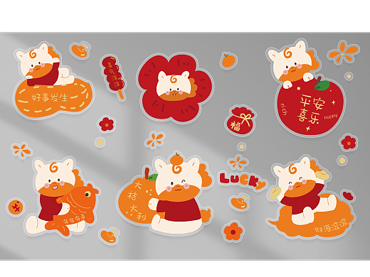 2026年马年新年文创插画贴纸卡通