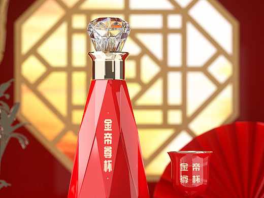 C4D钻石面酒瓶建模渲染