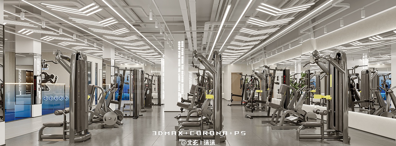 「蓝氧·健身房」—— 现代运动美学（图ZMzk5ODEyMTQw） - 商业空间设计 - 站酷设计师楚思沫原创素材 - 站酷ZCOOL