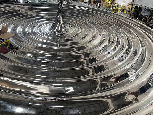 “水生财”不锈钢水钵双曲面雕塑酒店大堂风水装置