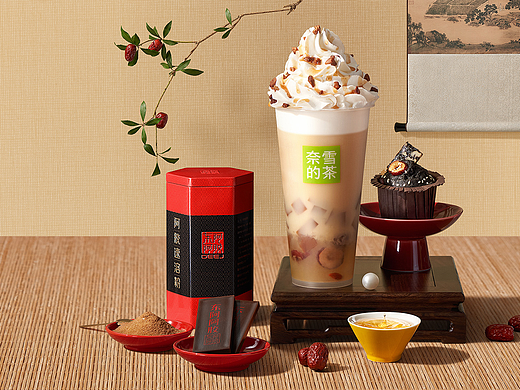 茶饮联名摄影 | 奈雪的茶×东阿阿胶×春生生画